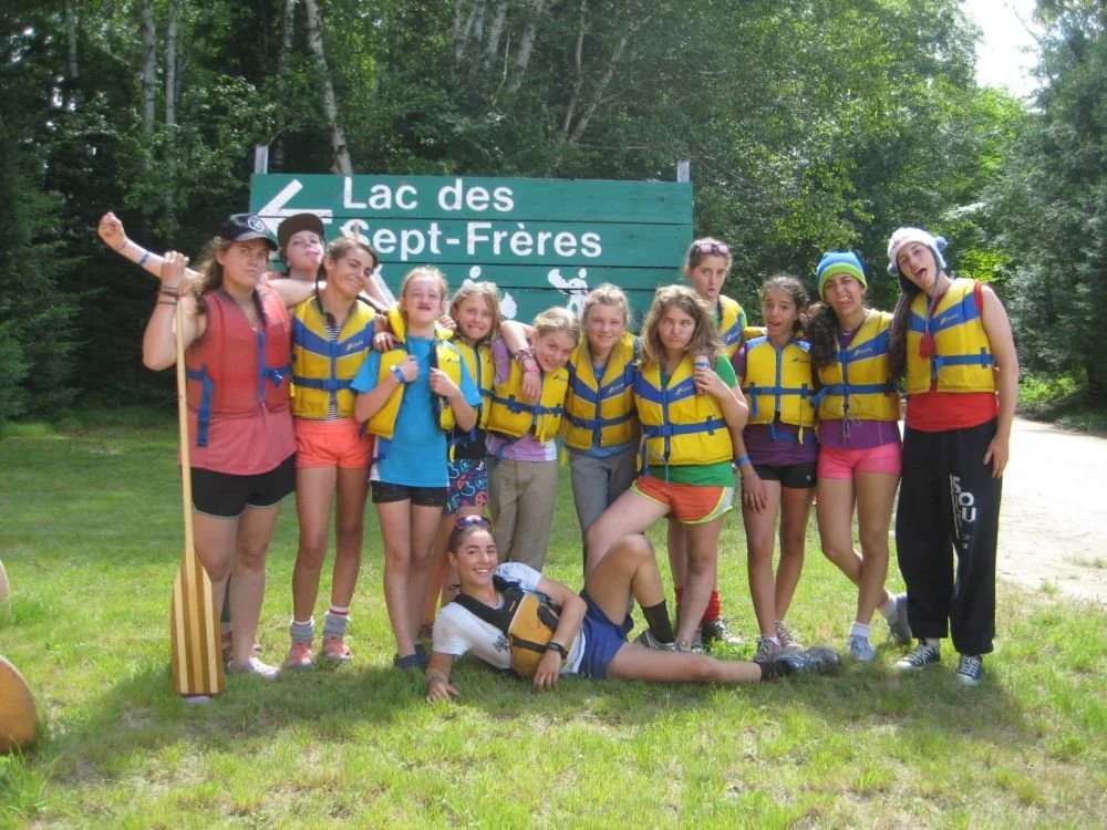 Working as wilderness canoe guide with youth group at Lac des Sept-Frères, Quebec